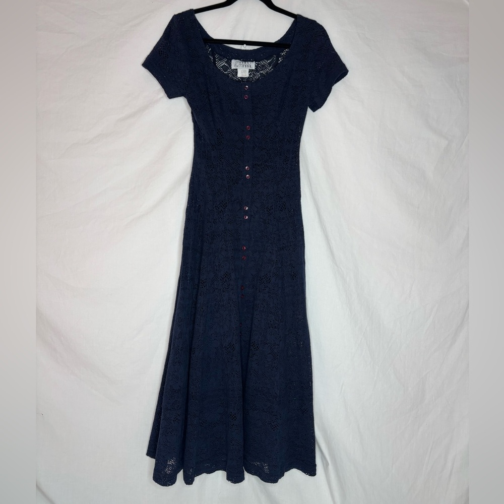 vintage Marian & Maral women’s dress sizeM maxi lace overlay short sleeve